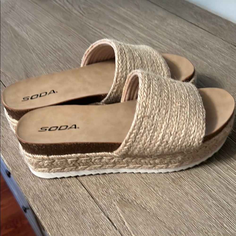 Soda Women's Tan Platform Sandals. VICI